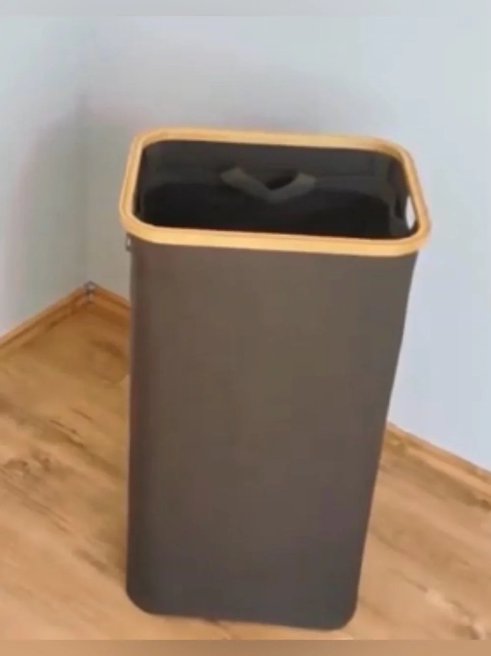 Hennez Adrian² Dark Gray & Wood Laundry Hamper w/ Removable Laundry Bag - NWT!